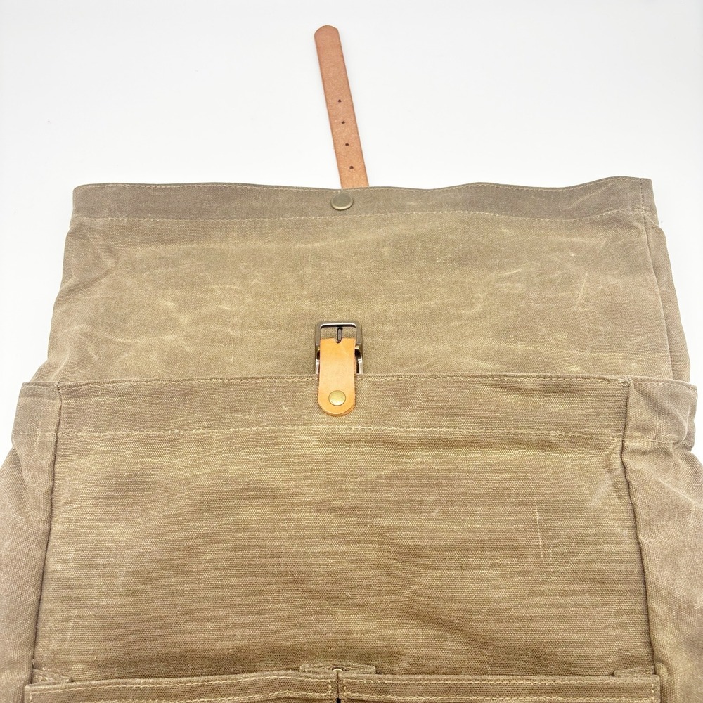 Winter Session Waxed Canvas Roll Top Backpack in Walnut Waxed + Tan Leather - Picture 14 of 16